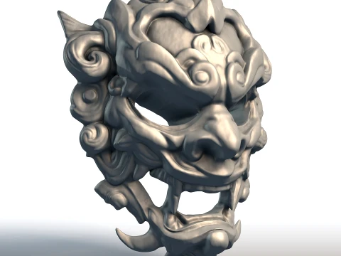 Indonesian Mask Wall Art Balinese Javanese Traditional Mask Hand-Carved Style Cultural Home 3D Print Model
