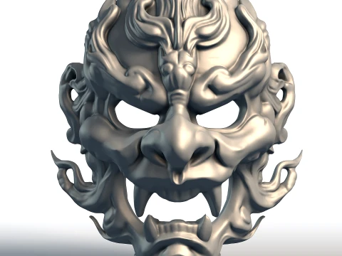 Indonesian Traditional Mask Balinese Cultural Wall Art Handcrafted Style Home Decor Sculpture 3D Print Model