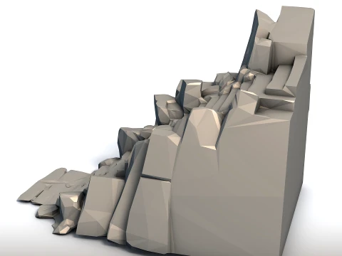 Low Poly Ladder in Stone Geometric Rock Carving Sculpture Minimalist Ascension Art 3D Print Model