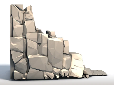 Low Poly Ladder in Stone Geometric Rock Carving Sculpture Minimalist Ascension Art 3D Print Model