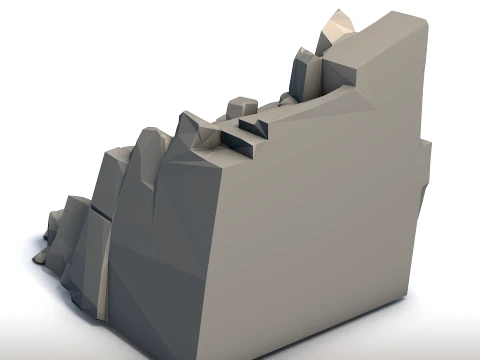 Low Poly Ladder in Stone Geometric Rock Carving Sculpture Minimalist Ascension Art 3D Print Model