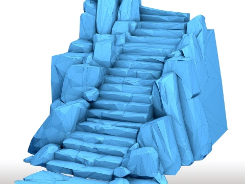 Low Poly Ladder in Stone Geometric Rock Carving Sculpture Minimalist Ascension Art 3D Print Model
