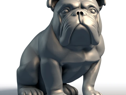 Bulldog Sculpture Tough Cute Dog Statue Detailed 3D Printable Pet Model 3D Model