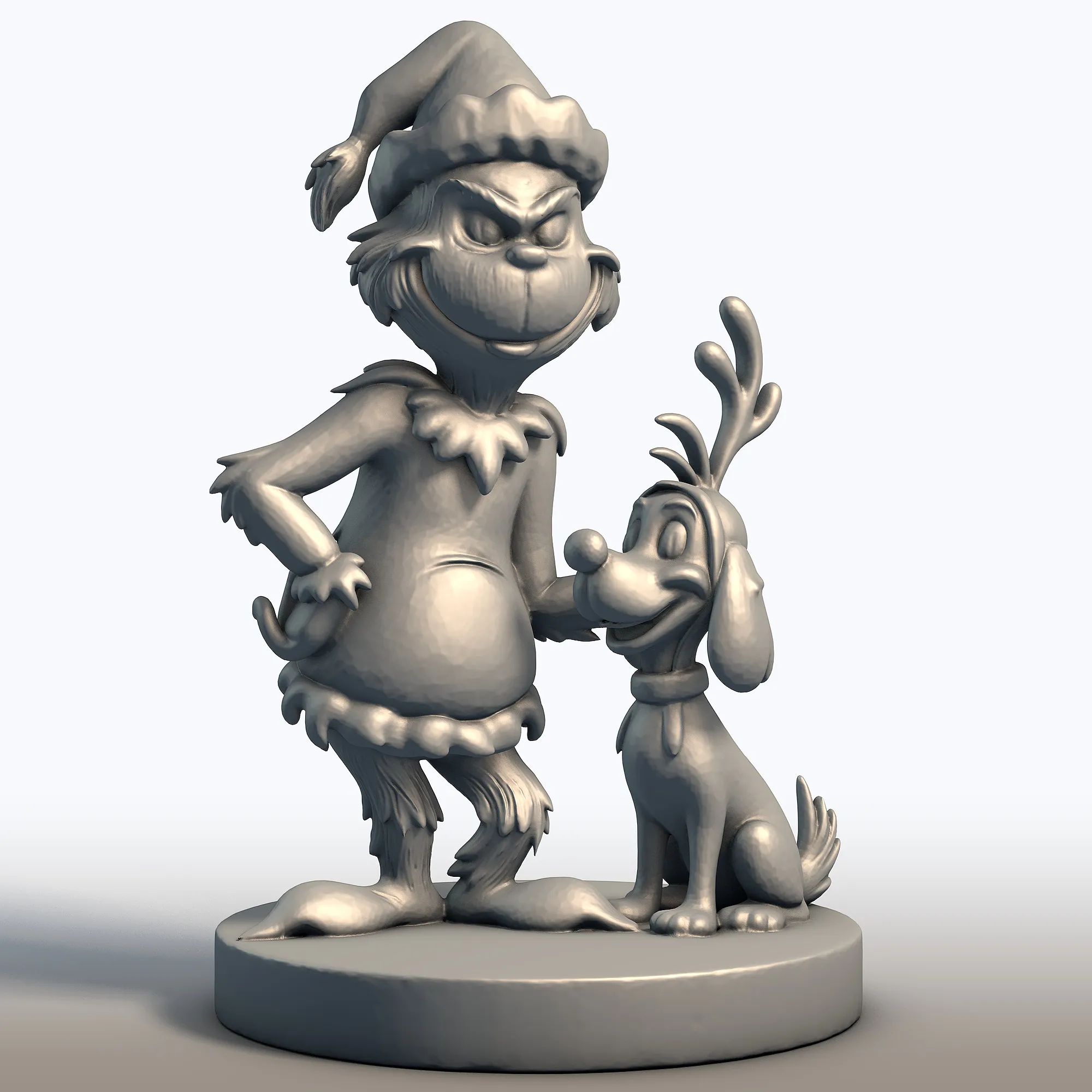 Grinch and Dog Christmas Character Set Printable Dr Seuss Style Holiday Decor 3D Print Model .c4d .max .obj .3ds .fbx .stl .blend 