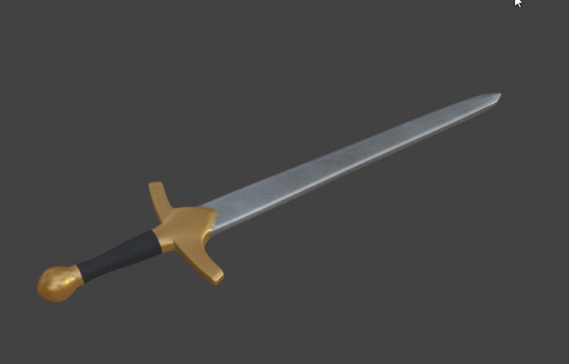 iron sword with a golden hilt 3D मॉडल .c4d .max .obj .3ds .fbx .stl .blend 