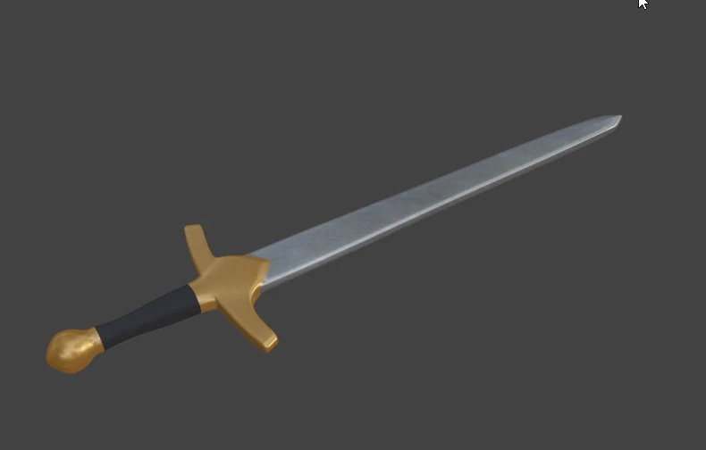 iron sword with a golden hilt 3D Model .c4d .max .obj .3ds .fbx .stl .blend 