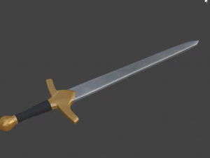सुनहरी मूठ वाली लोहे की तलवार 3D मॉडल