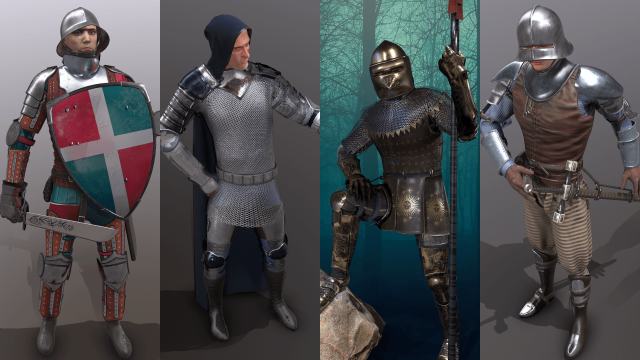 medieval knights pack - 1 Modelo 3D .c4d .max .obj .3ds .fbx .stl .blend 