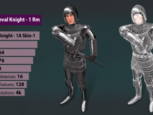 tab medieval knight - 1 rm 3D 모델