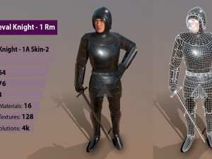 tab medieval knight - 1 rm 3D 모델