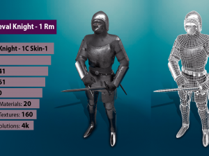 tab medieval knight - 1 rm 3D 모델