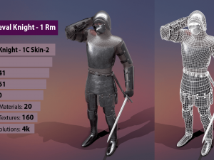 tab medieval knight - 1 rm 3D 모델