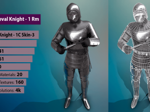 tab medieval knight - 1 rm 3D 모델