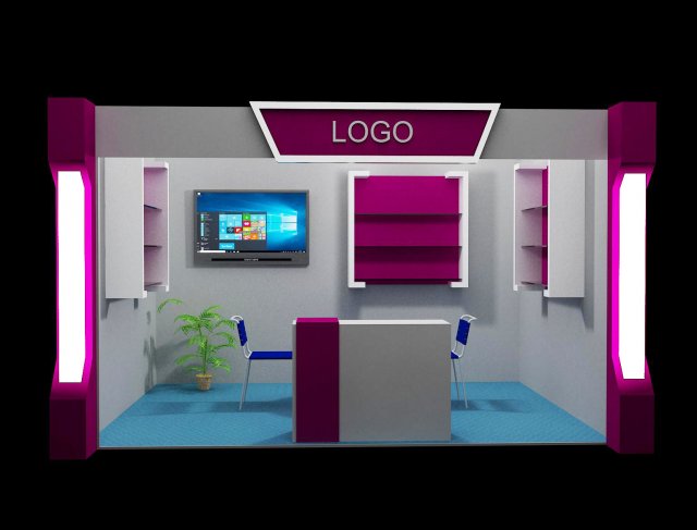 booth exhibition stand 3Dモデル .c4d .max .obj .3ds .fbx .stl .blend 