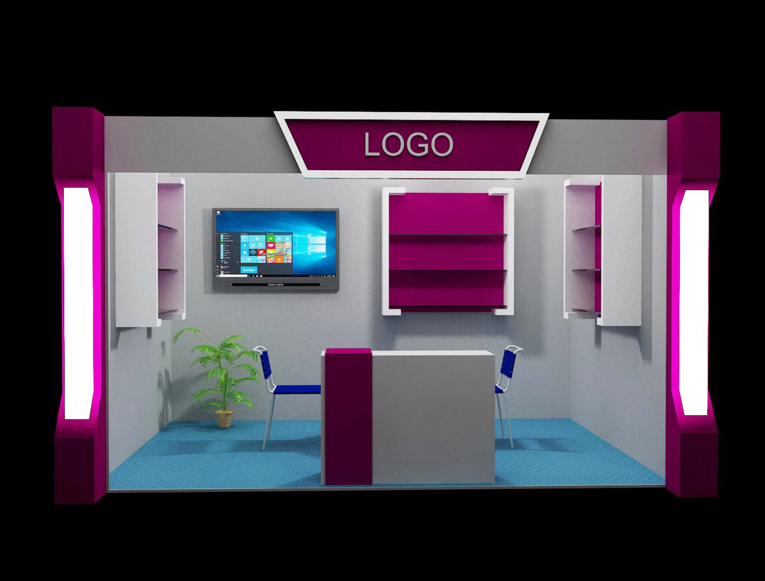 booth exhibition stand 3D Model .c4d .max .obj .3ds .fbx .stl .blend