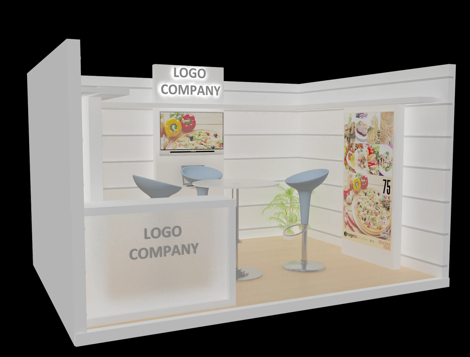 booth exhibition stand 3D Model .c4d .max .obj .3ds .fbx .stl .blend