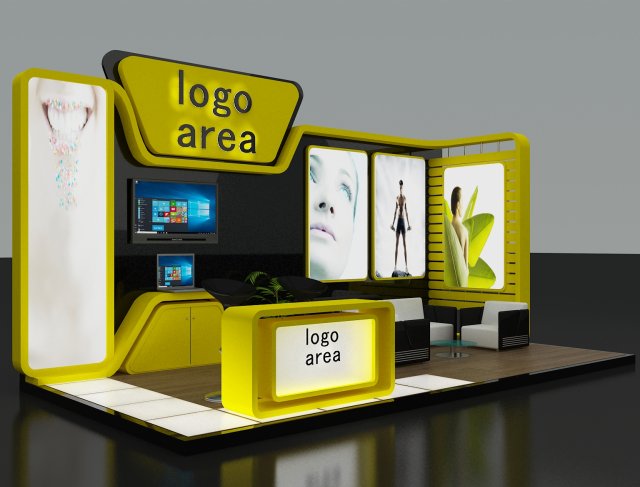 booth exhibition stand 3D 模型 .c4d .max .obj .3ds .fbx .stl .blend 