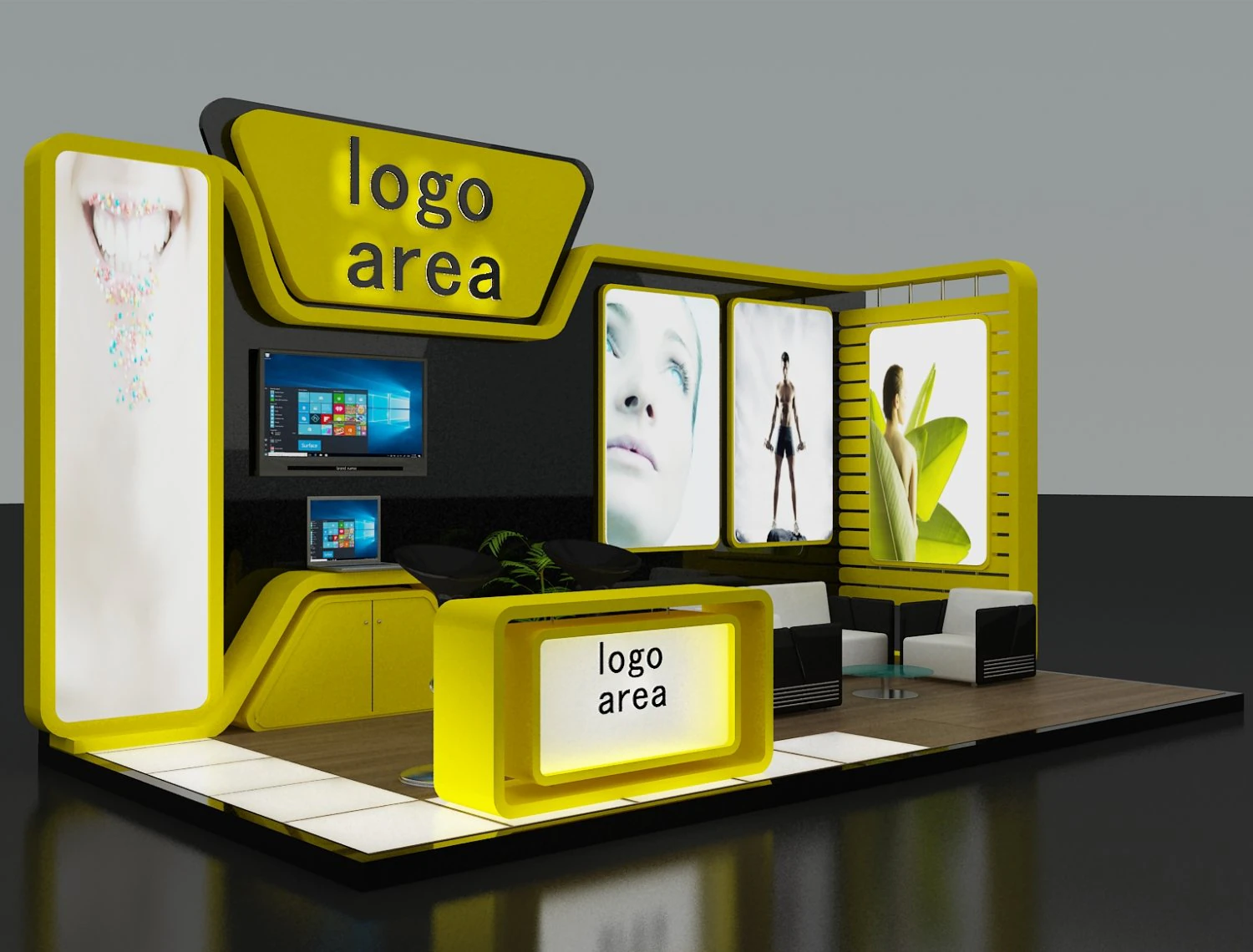 booth exhibition stand 3D Model .c4d .max .obj .3ds .fbx .stl .blend 