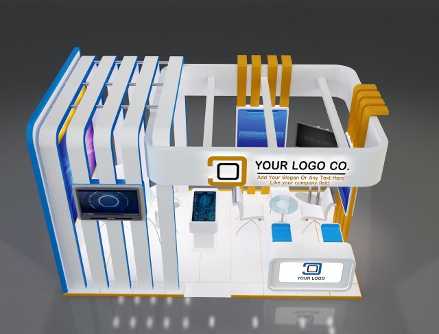 Booth Stand Exhibition a647b 3D Model .c4d .max .obj .3ds .fbx .stl .blend
