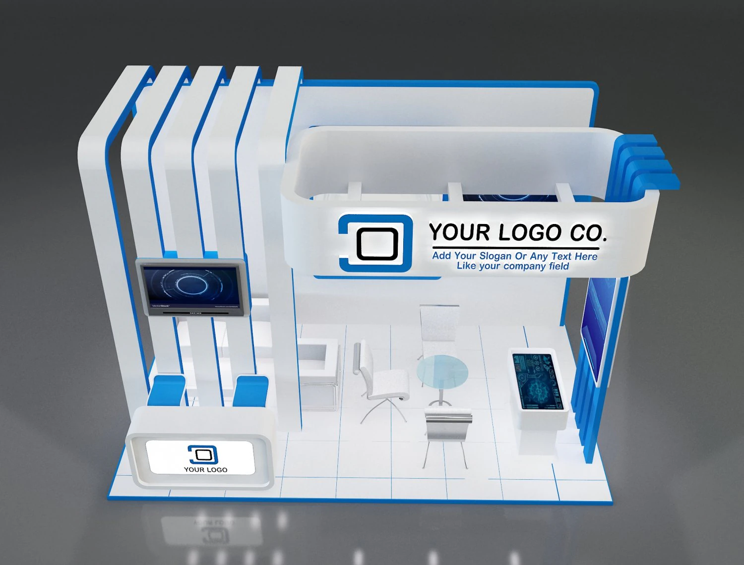Booth Stand Exhibition a647a 3D Model .c4d .max .obj .3ds .fbx .stl .blend 