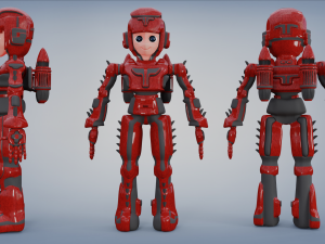 space robot cartoon character 3D Model