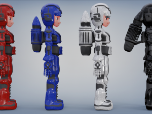 space robot cartoon character 3D Model