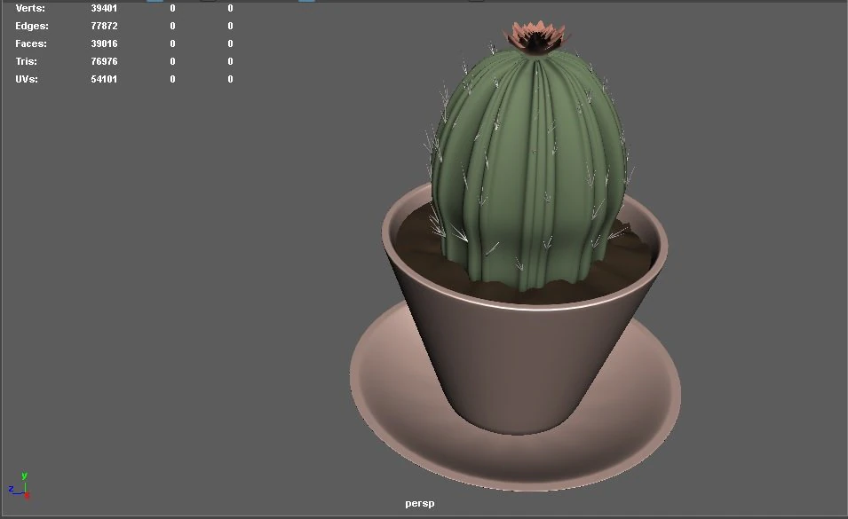 cactus in a pot 3D Model .c4d .max .obj .3ds .fbx .stl .blend 