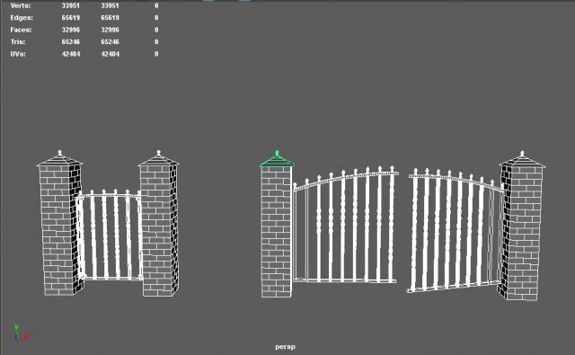 fence and gate 3D Model .c4d .max .obj .3ds .fbx .stl .blend 