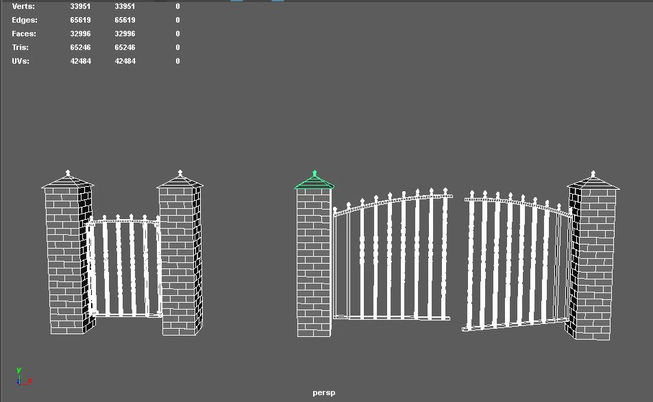 fence and gate 3D Model .c4d .max .obj .3ds .fbx .stl .blend 