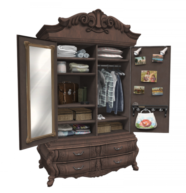wardrobe dresser open furnisced 3D 모델 .c4d .max .obj .3ds .fbx .stl .blend 