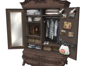 wardrobe dresser open furnisced 3D Model