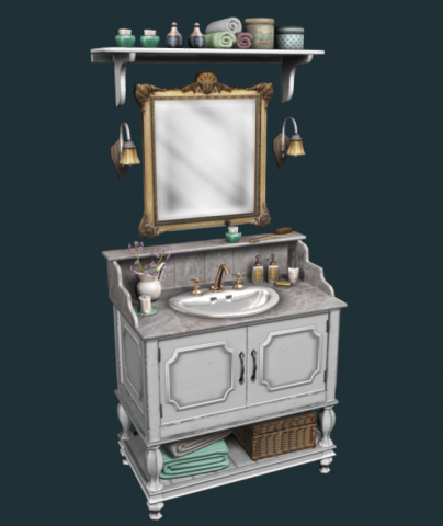 bathroom cabinet white furnisced 3D मॉडल .c4d .max .obj .3ds .fbx .stl .blend 