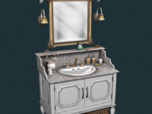 bathroom cabinet white furnisced 3D 모델