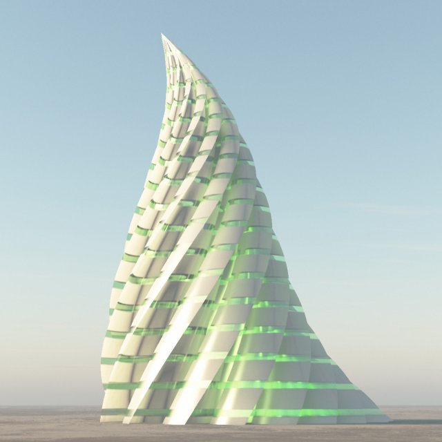 sci-fi spiral tower 3D मॉडल .c4d .max .obj .3ds .fbx .stl .blend 
