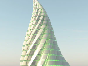menara spiral fiksi ilmiah Model 3D