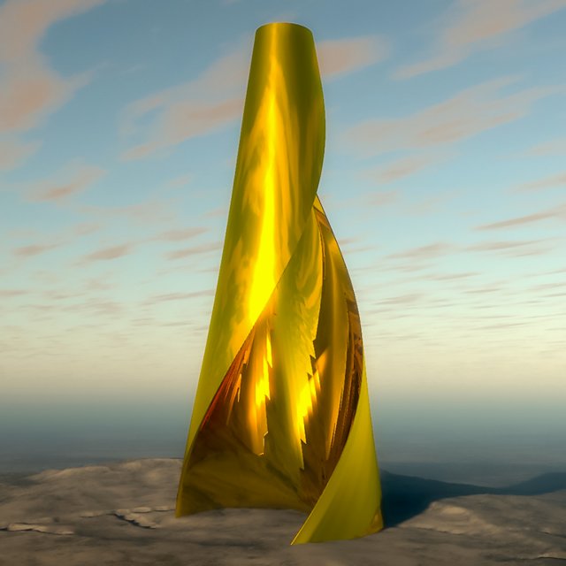 weird gold tower 3D Model .c4d .max .obj .3ds .fbx .stl .blend 