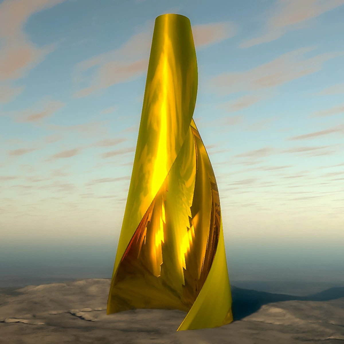 weird gold tower 3D Model .c4d .max .obj .3ds .fbx .stl .blend 