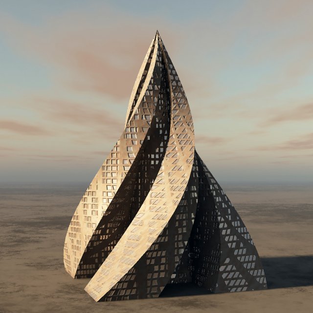 pyramid skyscraper Model 3D .c4d .max .obj .3ds .fbx .stl .blend 