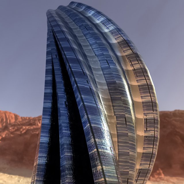 wave wall building 3D 模型 .c4d .max .obj .3ds .fbx .stl .blend 