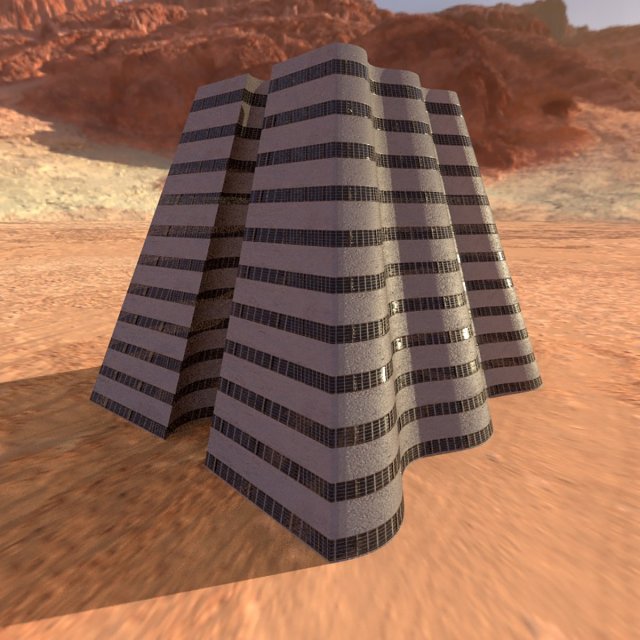 brutal wave building Model 3D .c4d .max .obj .3ds .fbx .stl .blend 