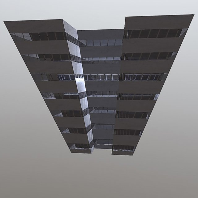 dystopian block building 3D Model .c4d .max .obj .3ds .fbx .stl .blend 