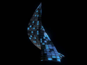 futuristic glass skyscraper Model 3D