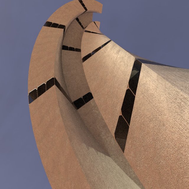 sci fi tower concrete and windows 2 3D Model .c4d .max .obj .3ds .fbx .stl .blend 
