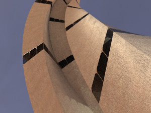 sci fi tower concrete and windows 2 3D Model