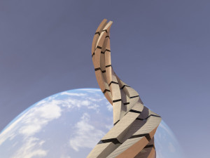 sci fi tower concrete and windows 2 3D Model