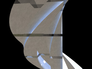 sci fi tower concrete and windows 2 3D Model