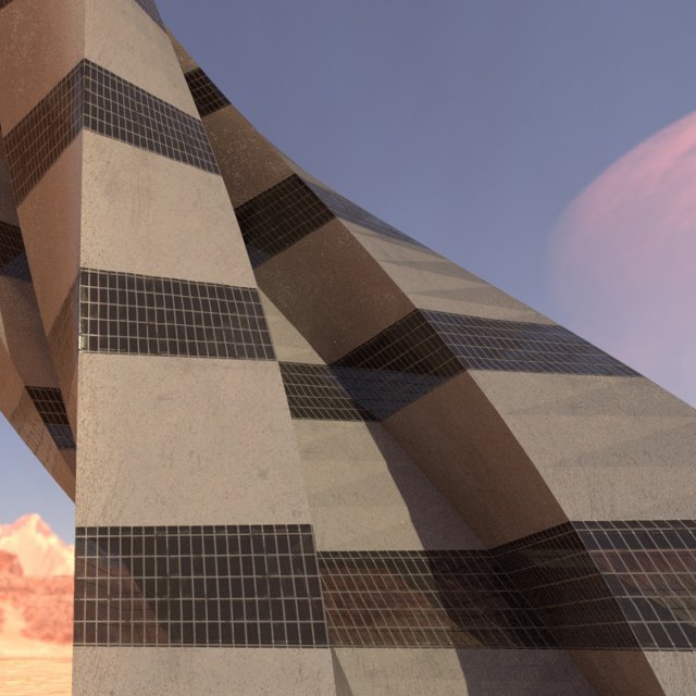 sci fi tower concrete and windows 3D Model .c4d .max .obj .3ds .fbx .stl .blend 