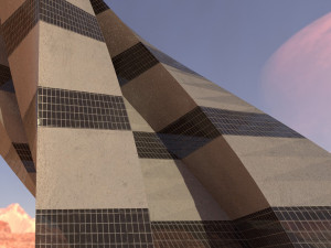 sci fi tower concrete and windows 3D Model