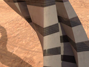 विज्ञान फाई टॉवर कंक्रीट और खिड़कियां 3D मॉडल