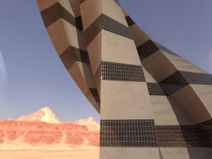 sci fi tower concrete and windows 3D Model